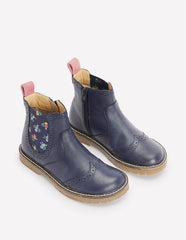 Leather Chelsea Boots - College Navy Floral