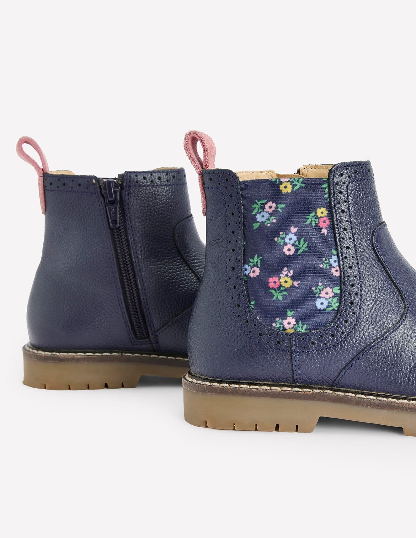 Leather Chelsea Boots - College Navy Floral