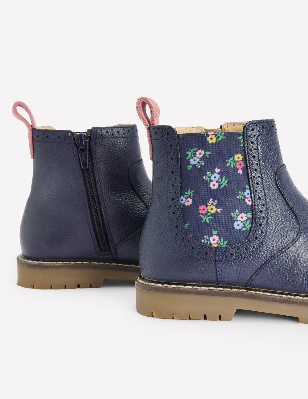 Leather Chelsea Boots - College Navy Floral