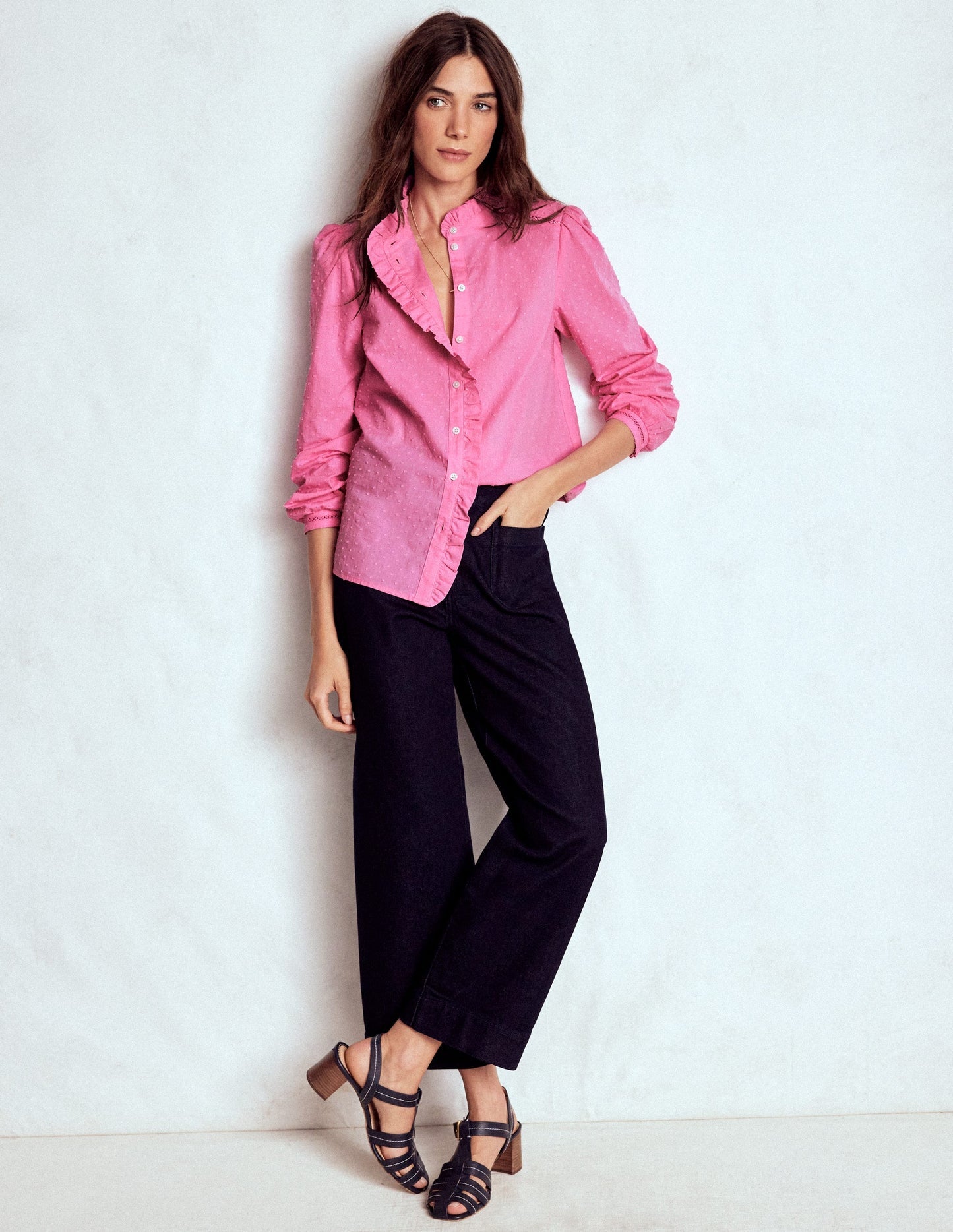 Helena Cotton Dobby Top - Rose Bloom