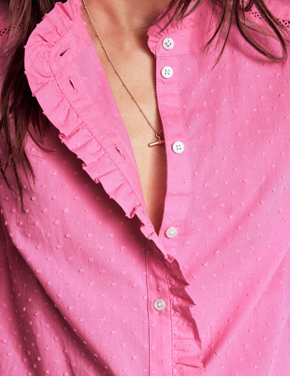 Helena Cotton Dobby Top - Rose Bloom