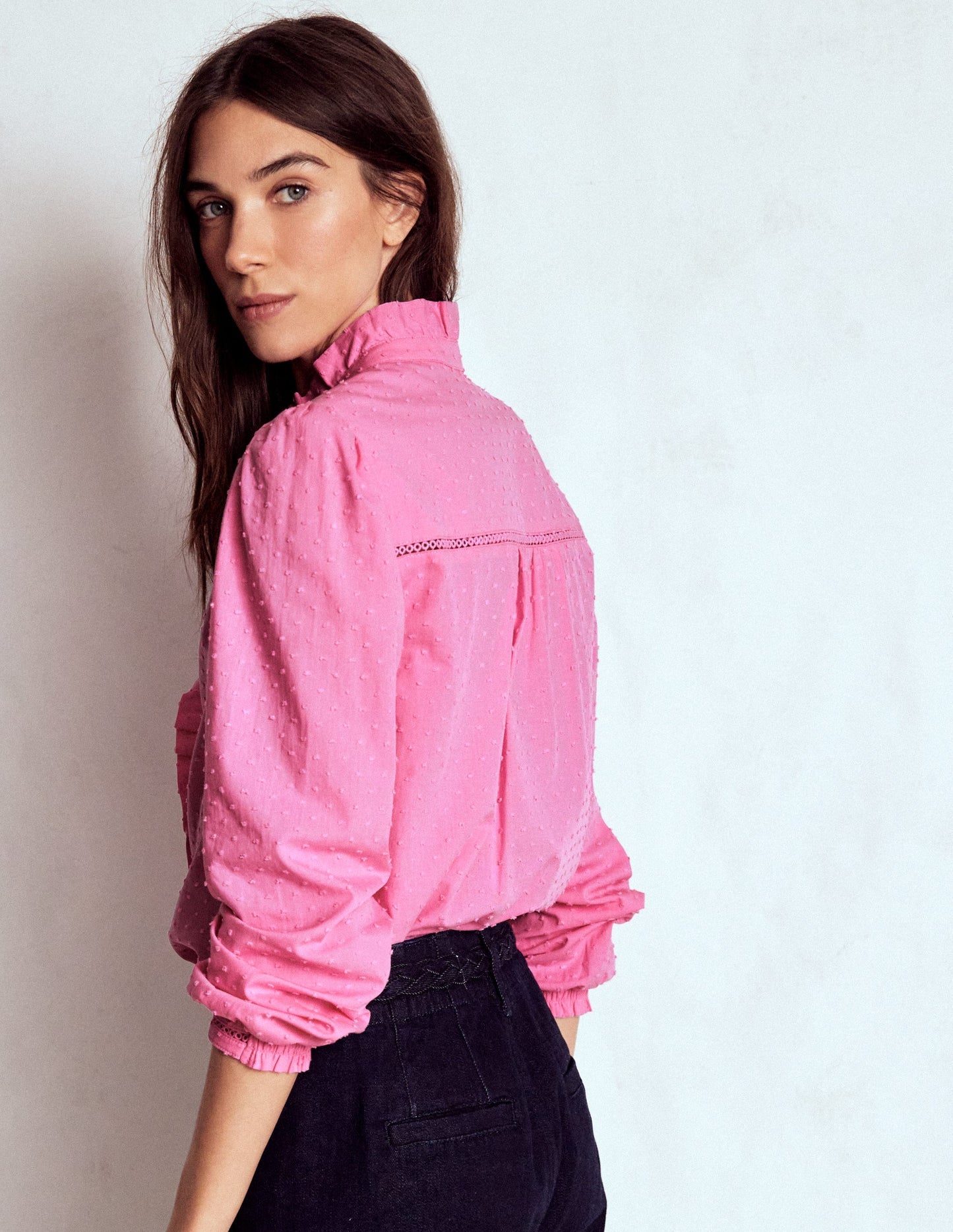 Helena Cotton Dobby Top - Rose Bloom