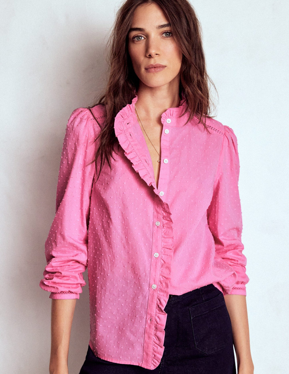 Helena Cotton Dobby Top - Rose Bloom