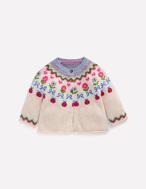 Edie Fair Isle Cardigan - Ecru Marl Flowers