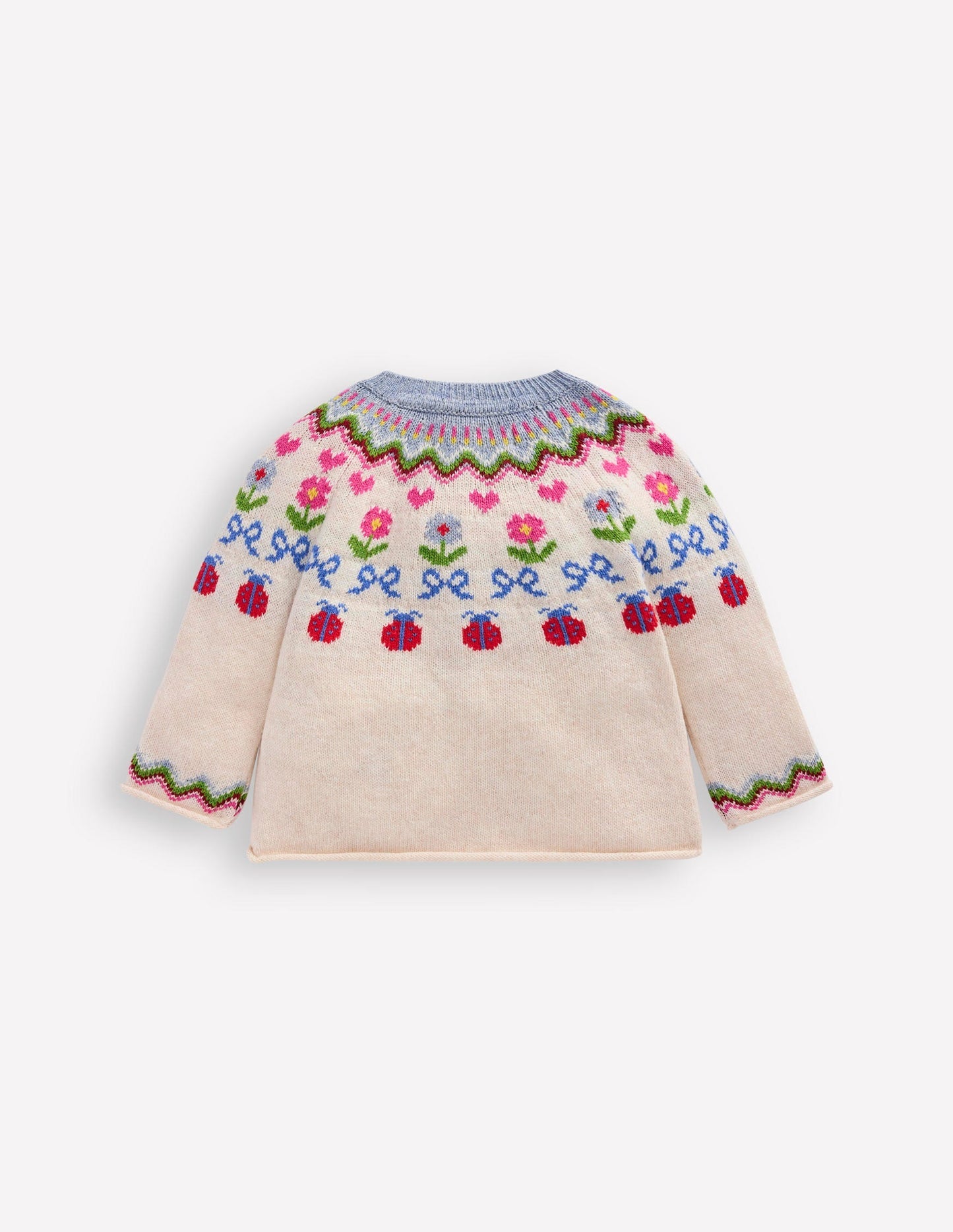Edie Fair Isle Cardigan - Ecru Marl Flowers