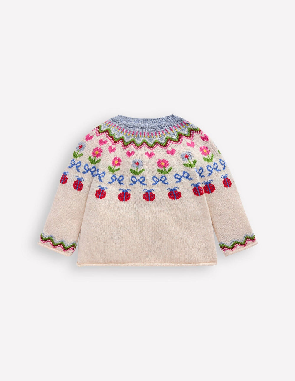 Edie Fair Isle Cardigan - Ecru Marl Flowers
