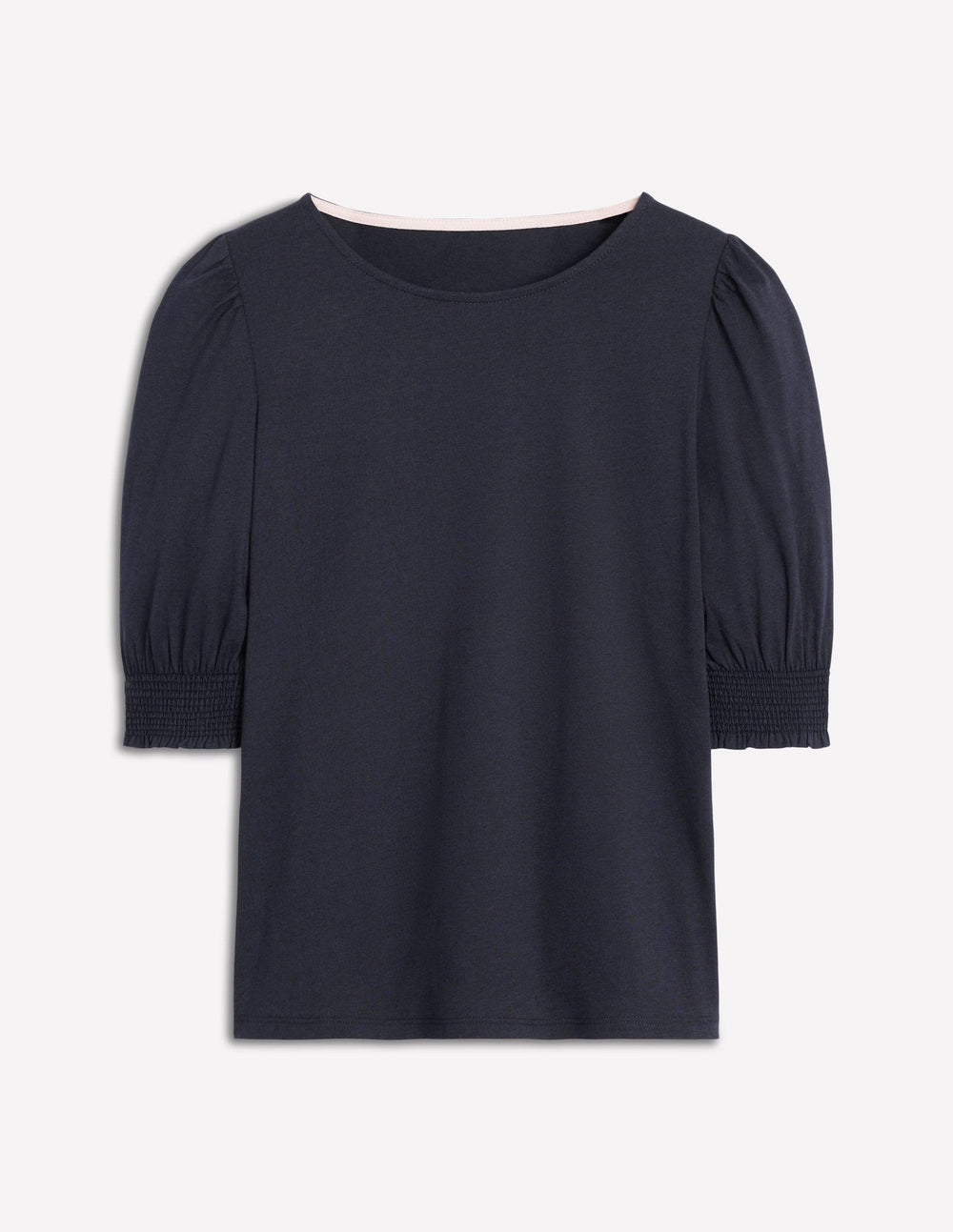 Short Sleeve Smocked Cuff Top - Navy