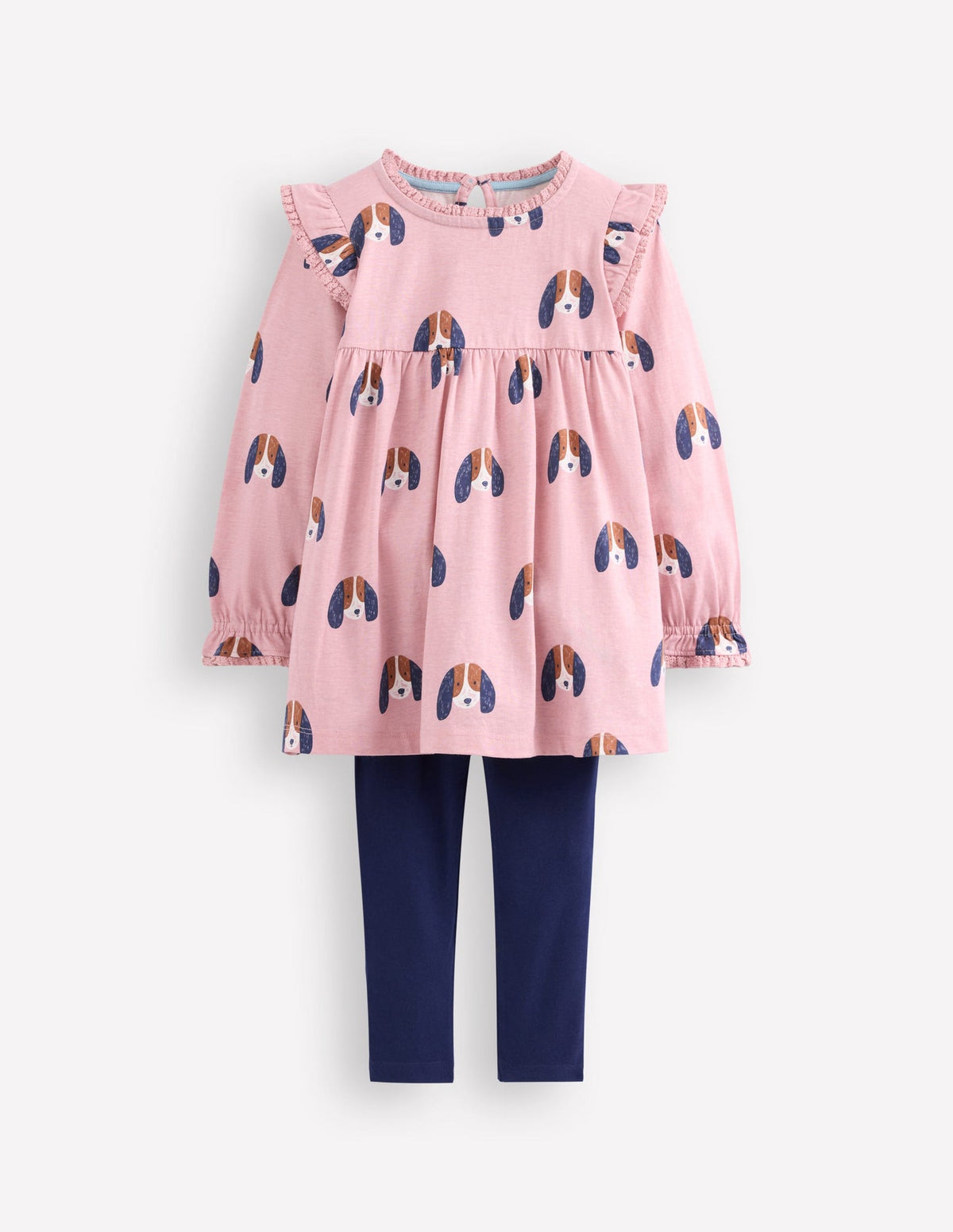 Printed Tunic Set - Vintage Pink Spaced Pups