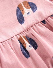 Printed Tunic Set - Vintage Pink Spaced Pups
