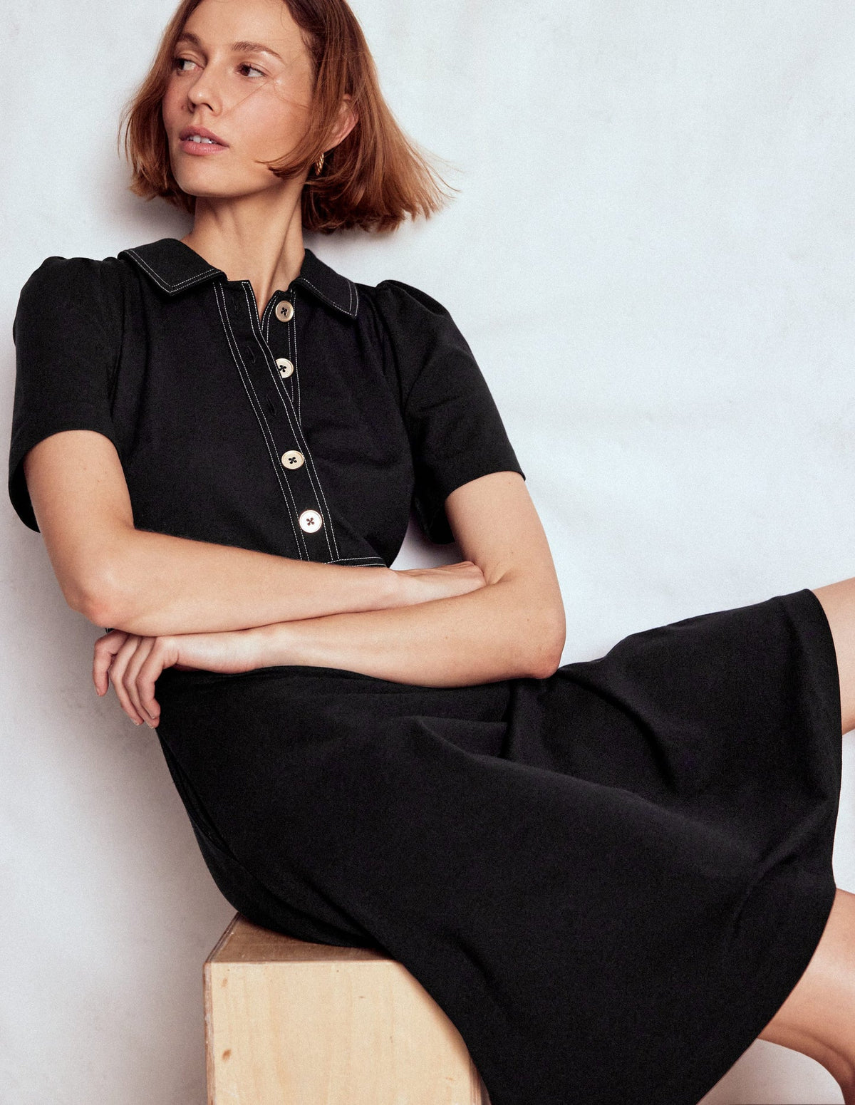 Nicolette Ponte Shirt Dress - Black